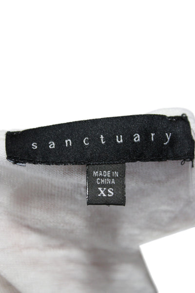 Sanctuary Women Basic White Linen V-Neck Short Sleeve T-Shirt Size XS
