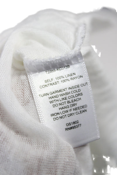 Sanctuary Women Basic White Linen V-Neck Short Sleeve T-Shirt Size XS