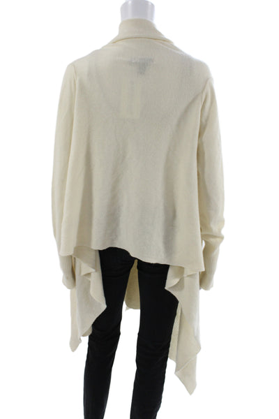 DKNY Womens Ivory Cowl Neck Lambswool Cardigan Petite Size M