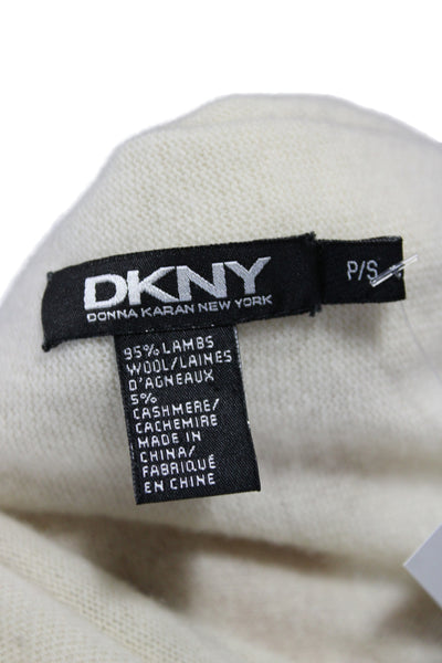 DKNY Womens Ivory Cowl Neck Lambswool Cardigan Petite Size M
