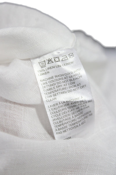 Saks Fifth Avenue Women White Linen Tie Neck Basic Tank Sleeveless Size M
