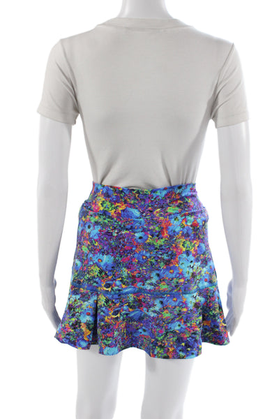 Dona Jo Womens Athletic Floral Blue Pull On Short Skort Polyamide Size 1