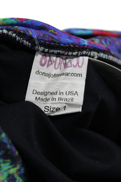 Dona Jo Womens Athletic Floral Blue Pull On Short Skort Polyamide Size 1