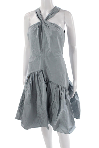Rebecca Taylor Women Fit & Flare Gray Halter Midi Dress Zip Size 4