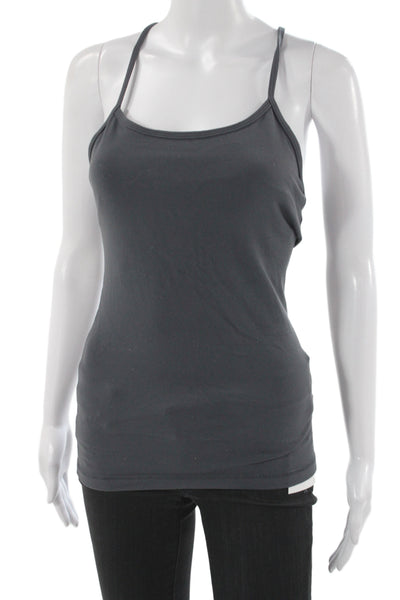 Lululemon Women Basic Gray Cotton Scoop Neck Sleeveless Tank Athleisure Size 4