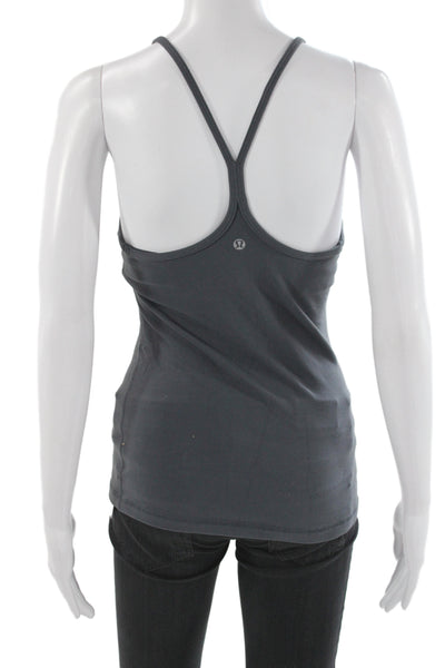 Lululemon Women Basic Gray Cotton Scoop Neck Sleeveless Tank Athleisure Size 4