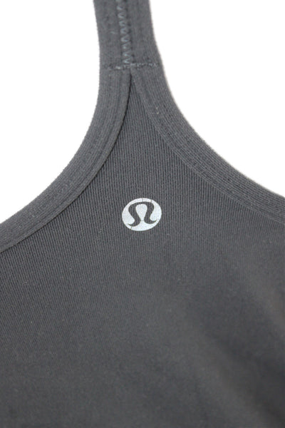 Lululemon Women Basic Gray Cotton Scoop Neck Sleeveless Tank Athleisure Size 4