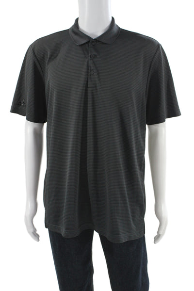 Adidas Mens Polo Black Striped Collared Short Sleeve 100% Polyester Size L