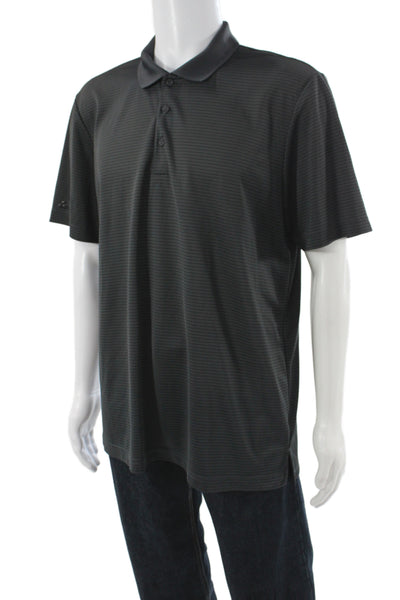Adidas Mens Polo Black Striped Collared Short Sleeve 100% Polyester Size L