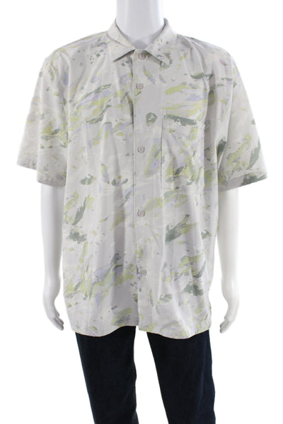 Lululemon Mens Gray Camouflage Polo Short Sleeve Polyester Collared Size M