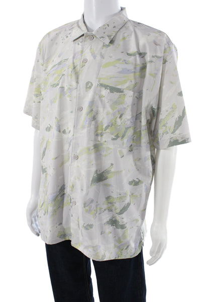 Lululemon Mens Gray Camouflage Polo Short Sleeve Polyester Collared Size M