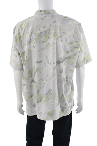 Lululemon Mens Gray Camouflage Polo Short Sleeve Polyester Collared Size M