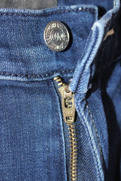 Mother Women Cropped Blue Viscose Mid Rise Button Jeans Size 25