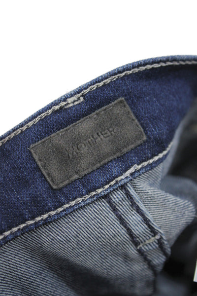 Mother Women Cropped Blue Viscose Mid Rise Button Jeans Size 25