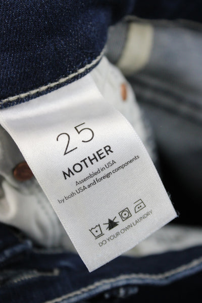 Mother Women Cropped Blue Viscose Mid Rise Button Jeans Size 25