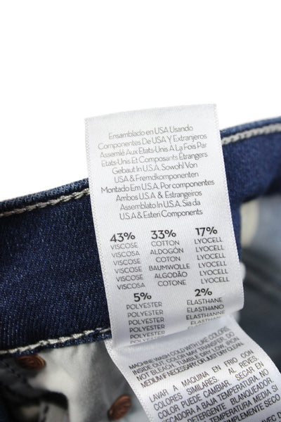 Mother Women Cropped Blue Viscose Mid Rise Button Jeans Size 25