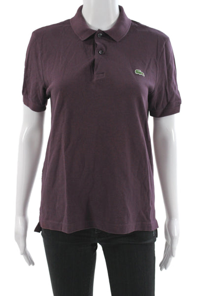 Lacoste Women Basic Purple Cotton Collared Polo Short Sleeve Size XS