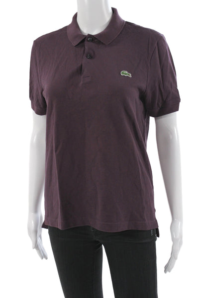 Lacoste Women Basic Purple Cotton Collared Polo Short Sleeve Size XS