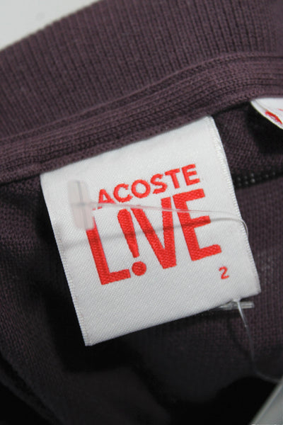 Lacoste Women Basic Purple Cotton Collared Polo Short Sleeve Size XS