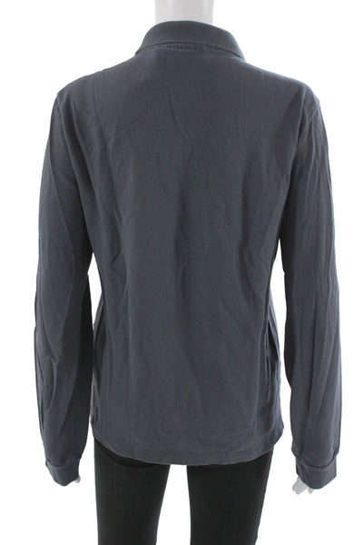 Lacoste Men Collared Polo Gray Cotton Long Sleeve Button Size XS