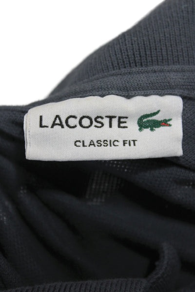 Lacoste Men Collared Polo Gray Cotton Long Sleeve Button Size XS