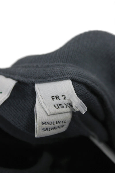 Lacoste Men Collared Polo Gray Cotton Long Sleeve Button Size XS