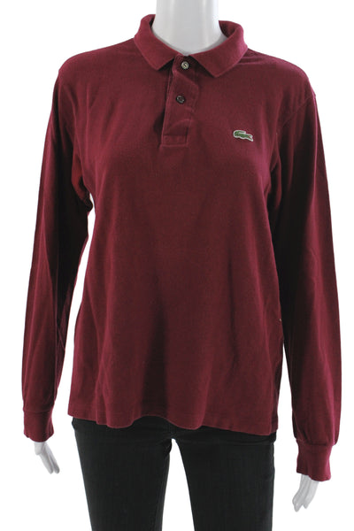 Lacoste Mens Polo Red Cotton Long Sleeve Collared Solid Fall Size XS