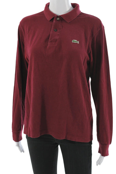 Lacoste Mens Polo Red Cotton Long Sleeve Collared Solid Fall Size XS
