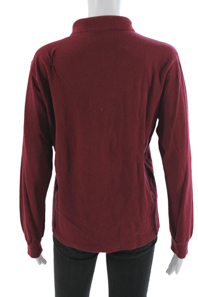 Lacoste Mens Polo Red Cotton Long Sleeve Collared Solid Fall Size XS