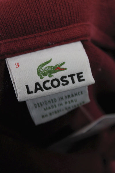 Lacoste Mens Polo Red Cotton Long Sleeve Collared Solid Fall Size XS