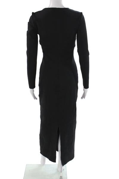 The Row Women Maxi V-Neck Long Sleeve Black Dress Size S