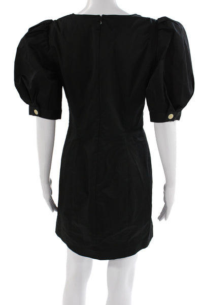 LHD Women Mini Black Cotton Short Sleeve Round Neck Dress Zip Size 4