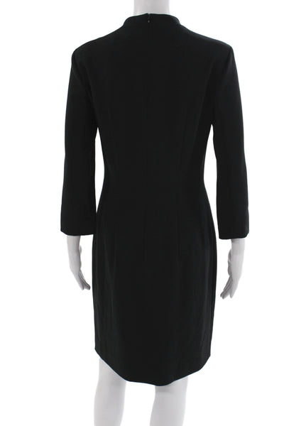 Boss Hugo Boss Women Black Sheath Dress Mock Neck 3/4 Sleeve Size 4