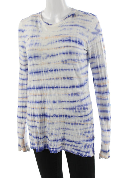 Proenza Schouler Womens Blue Tie-Dye Jersey Tee Long Sleeve Cotton Size S
