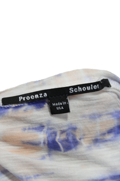 Proenza Schouler Womens Blue Tie-Dye Jersey Tee Long Sleeve Cotton Size S