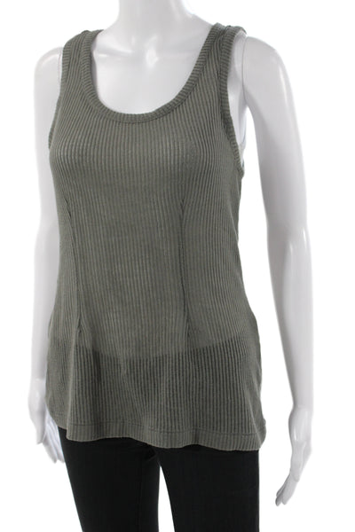 Rag & Bone Jean Womens Basic Ribbed Knit Scoop Neck Sleeveless Tank Gray Size M