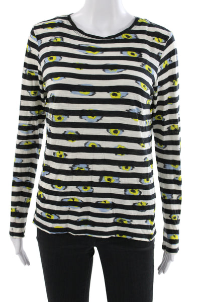Proenza Schouler Women Jersey Striped Black Crew Neck Long Sleeve TShirt Size S