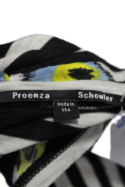 Proenza Schouler Women Jersey Striped Black Crew Neck Long Sleeve TShirt Size S