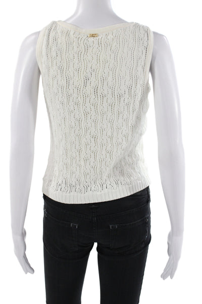 St. John By Marie Gray Women Ivory Scoop Neck Sleeveless Tank Basic Size S