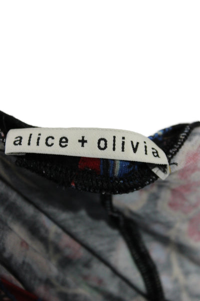 Alice + Olivia Womens Cropped Floral Black T-Shirt Size S