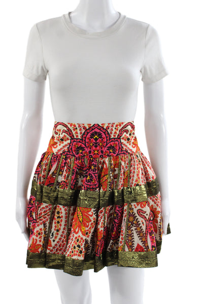Thakoon Womens Mini Paisley Silk Skirt Multicolor Zip Size S
