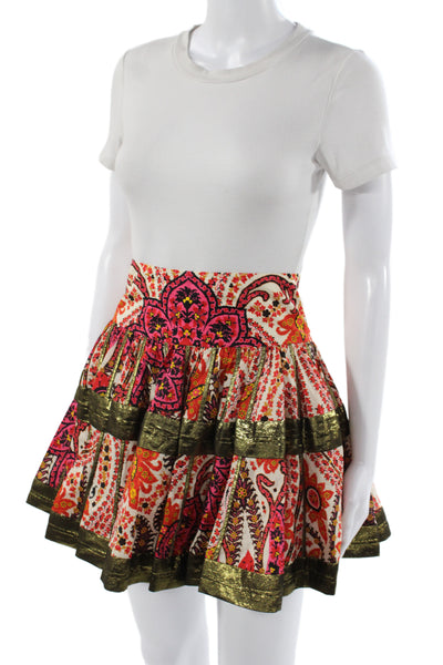 Thakoon Womens Mini Paisley Silk Skirt Multicolor Zip Size S