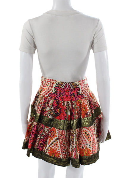 Thakoon Womens Mini Paisley Silk Skirt Multicolor Zip Size S