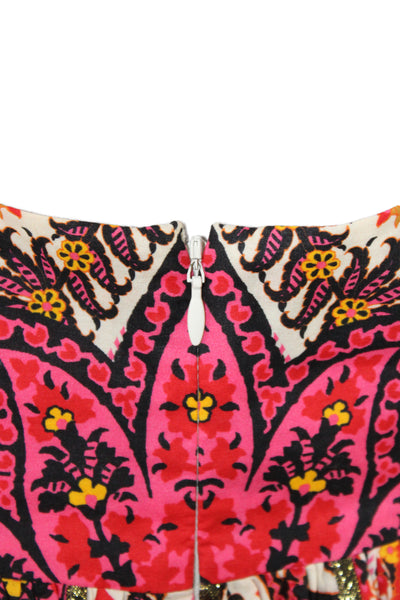 Thakoon Womens Mini Paisley Silk Skirt Multicolor Zip Size S