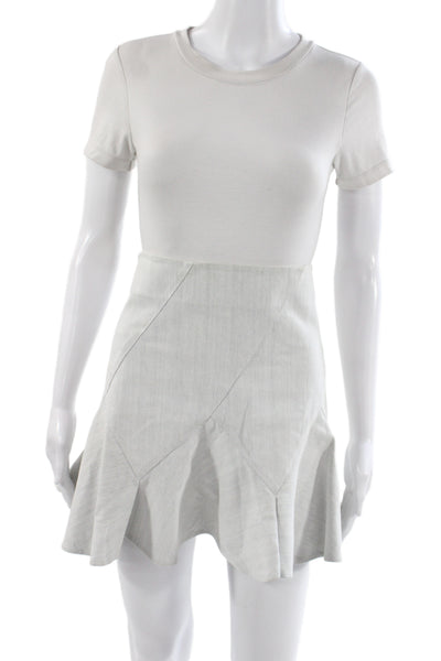 Derek Lam 10 Crosby Womens Gray Herringbone Mini Skirt Zip Closure Size 12