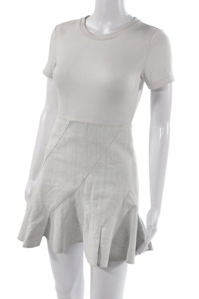 Derek Lam 10 Crosby Womens Gray Herringbone Mini Skirt Zip Closure Size 12