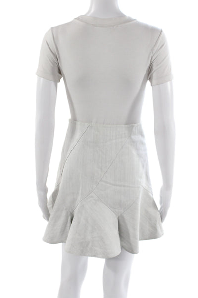 Derek Lam 10 Crosby Womens Gray Herringbone Mini Skirt Zip Closure Size 12