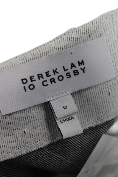 Derek Lam 10 Crosby Womens Gray Herringbone Mini Skirt Zip Closure Size 12