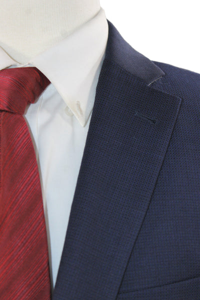 Indochino Mens 2 Piece Suit Jacket Blue Wool Button Classic Size 38