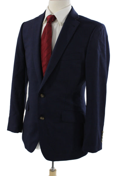 Indochino Mens 2 Piece Suit Jacket Blue Wool Button Classic Size 38
